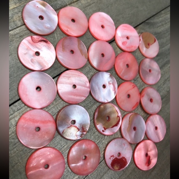 Circle Mother of Pearl Seashell Shell Beads Coral Pink DIY Jewelry making lot - Picture 5 of 17